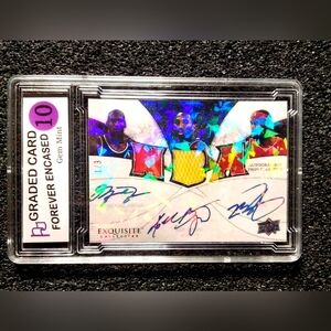 Michael Jordan, Kobe Bryant, Lebron James Cracked Ice Autograph Basketball Card